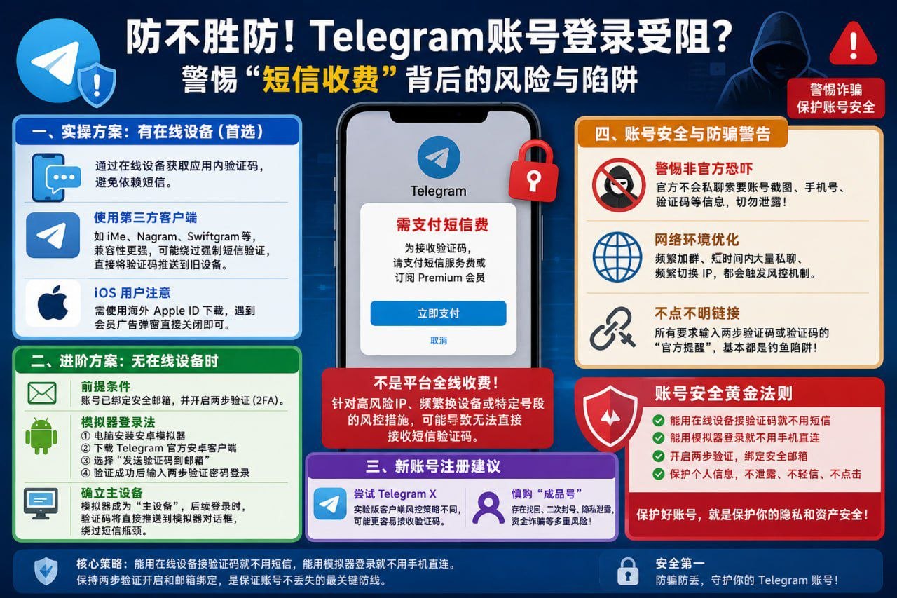 Telegram  防不胜防！Telegram账号登录受阻？警惕“短信收费”背后的风险与陷阱
