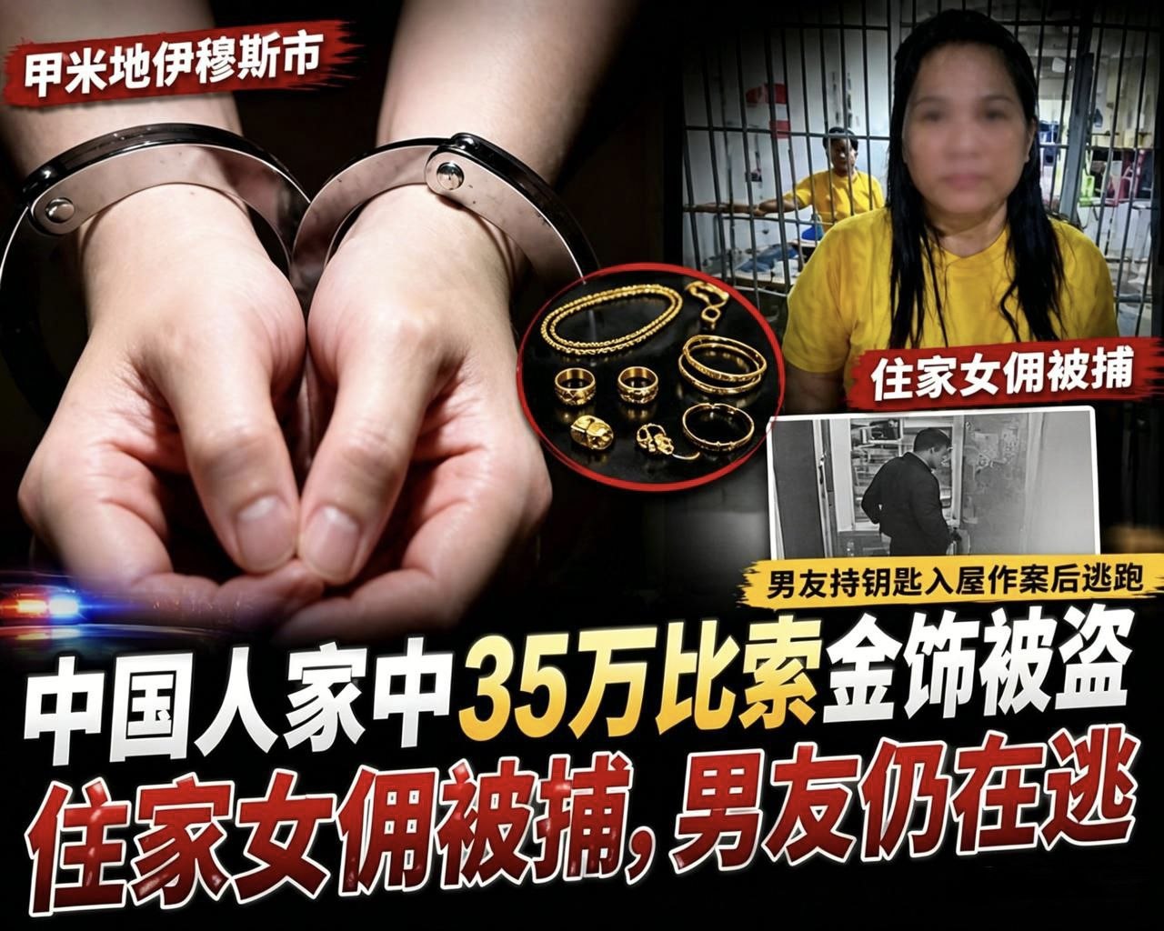 菲律宾新闻 甲米地 一中国人家中35万比索 #金饰 被保姆盗窃