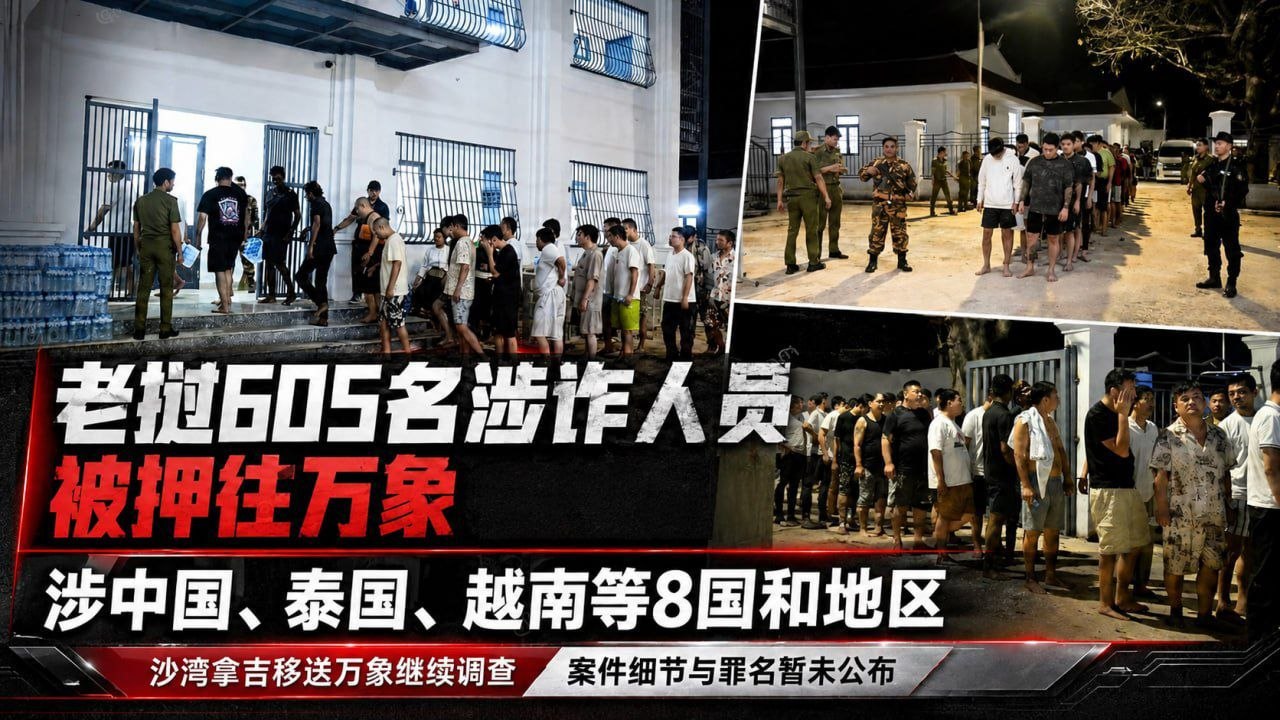 行业新闻 老挝沙湾拿吉605名电诈仔被押往万象 涉及8国籍