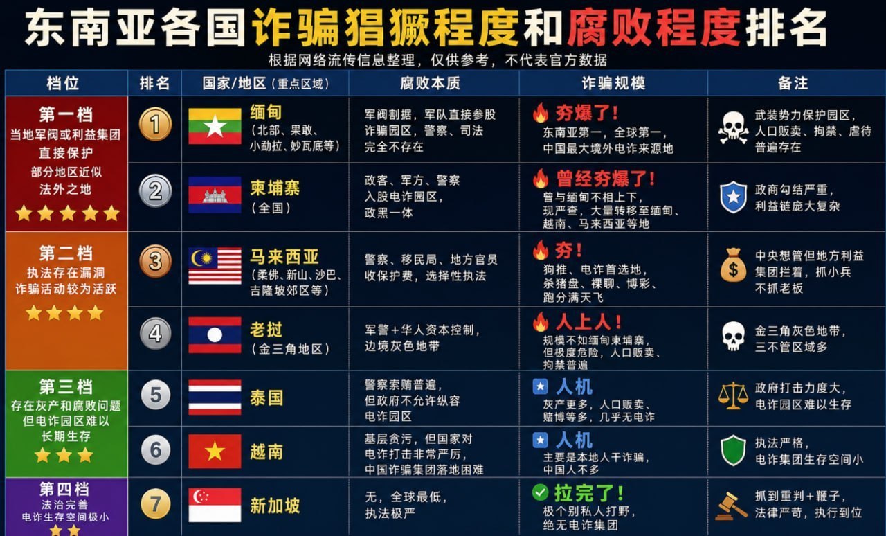 东南亚电诈版图大洗牌 谁是诈骗天堂?谁又是犯罪禁区?