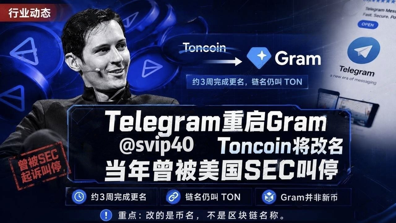Telegram 创始人重启“Gram”名称‼️Toncoin将改名,当年曾因美国SEC诉讼被迫搁置