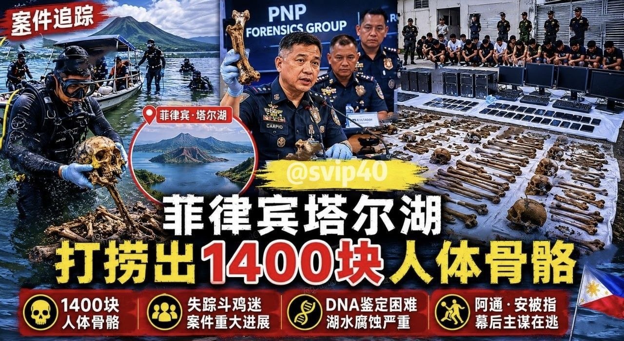 菲律宾塔尔湖打捞出1400块人体骨骼 失踪斗鸡迷案再现重大进展